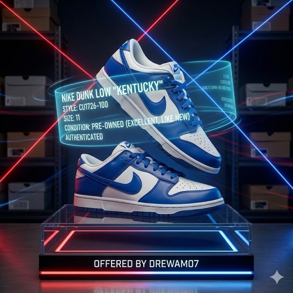 Nike Dunk Low Kentucky White Varsity Royal CU1726-100 Sz 11 No Box - Very Clean!